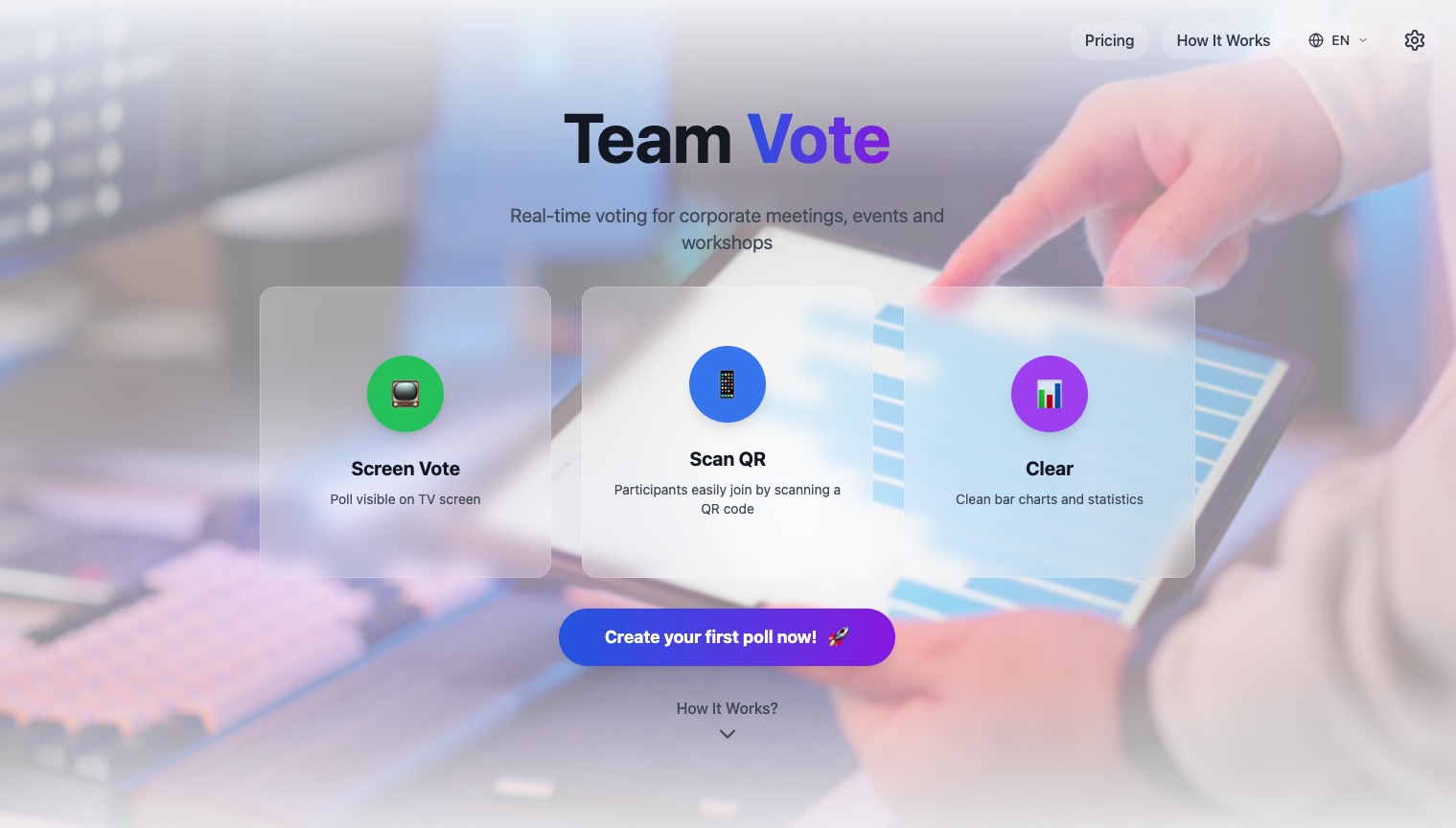 TeamVote website homepage